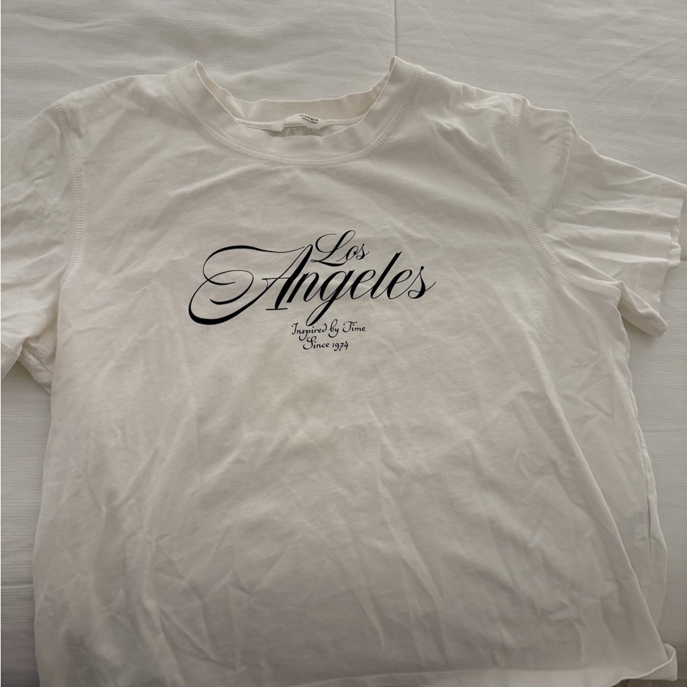 Zara White T-Shirt with Black "Los Angeles" Script